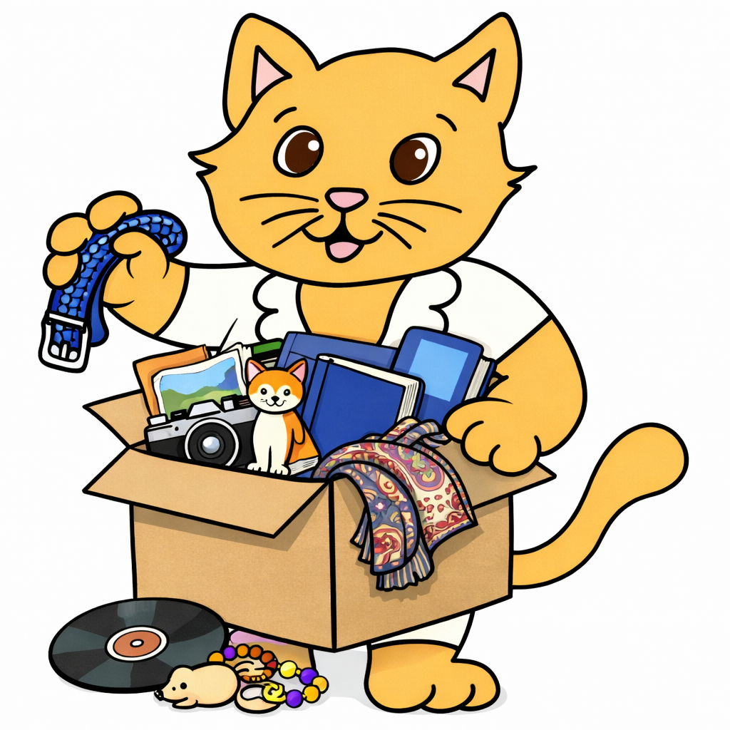 Gatto Scalzo che dona per il mercatino